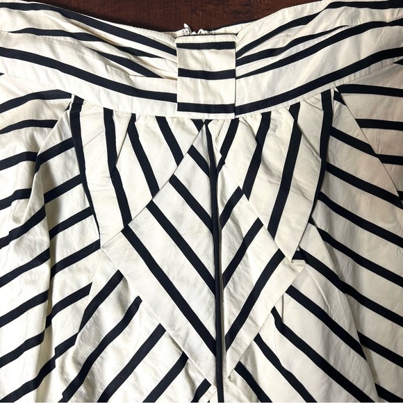 ANTHROPOLOGIE Eva Franco Mini Skirt Tulip Bow Black And White Stripe Size 8 - Picture 4 of 11